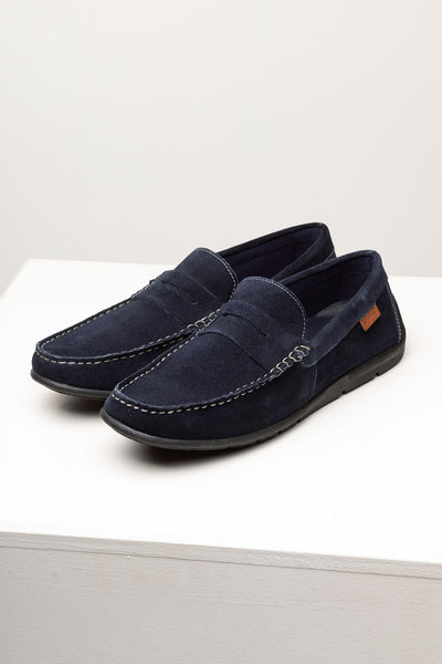 mens navy suede driving shoes