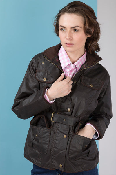Ladies Belted Wax Jacket UK | Womens Waxed Cotton Jacket | Rydale