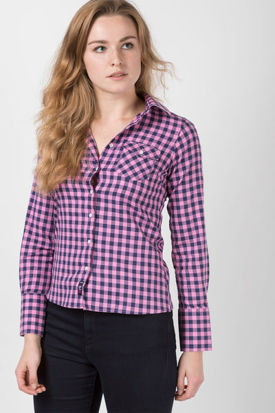 navy gingham shirt womens