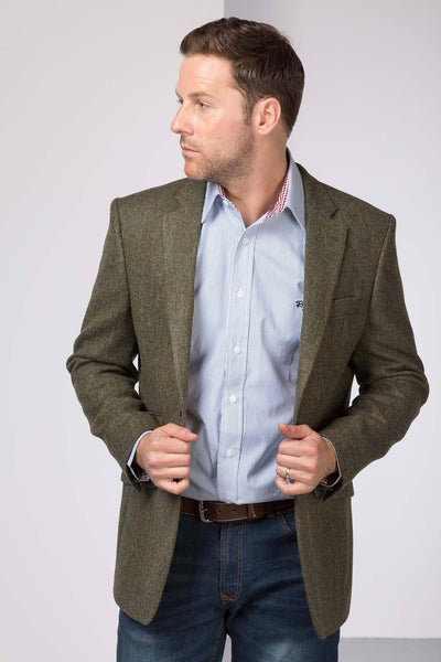 green tweed suit jacket