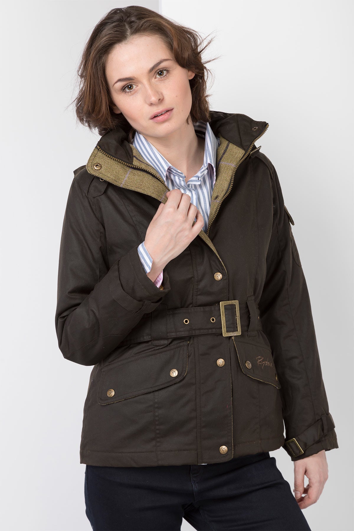 Ladies Belted Wax Jacket UK | Waxed Biker Jacket | Rydale