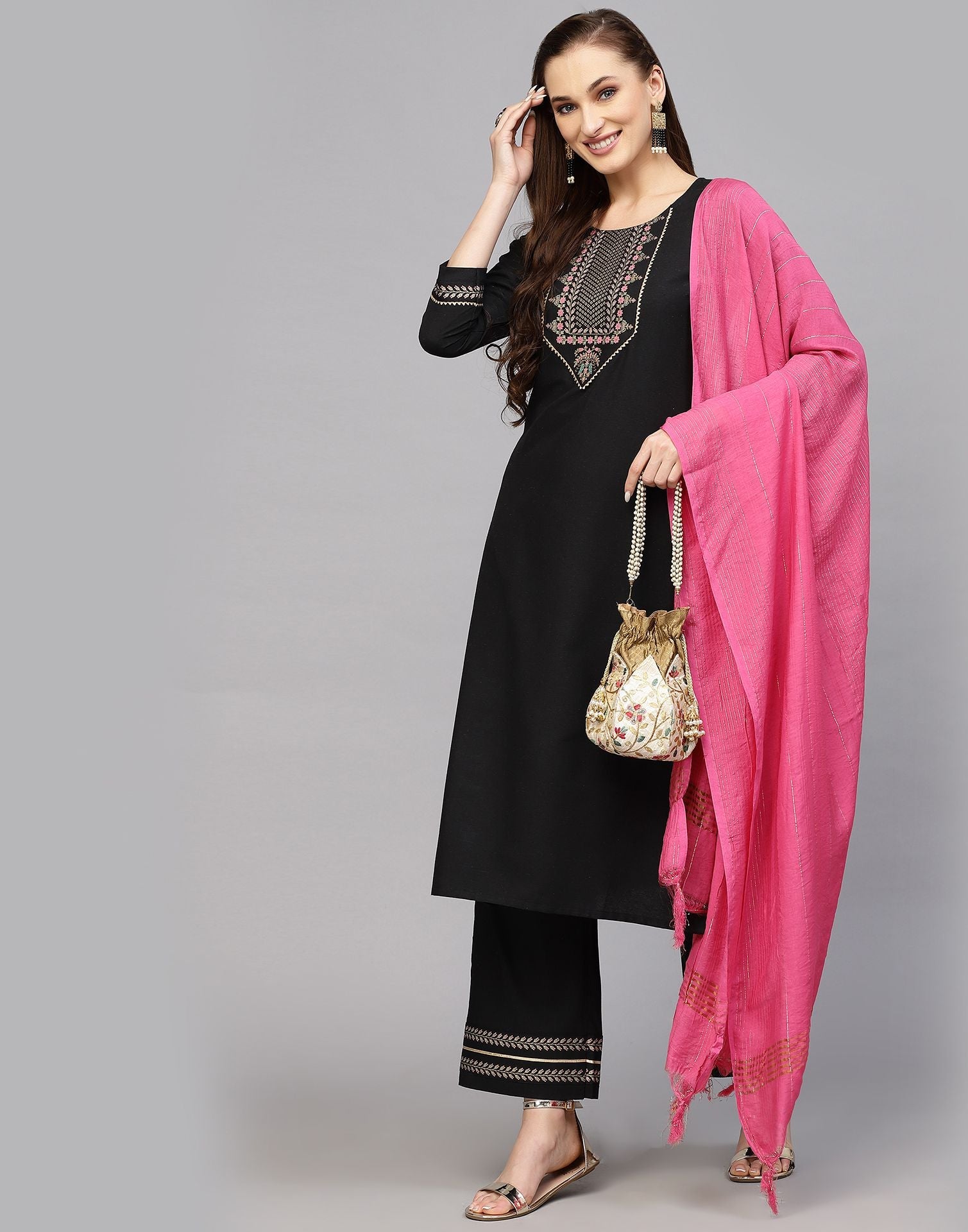 Buy Harrica Women's Black Full Sleeve Georgette Kurti with Leopard Print  Dupatta Online at Best Prices in India - JioMart.