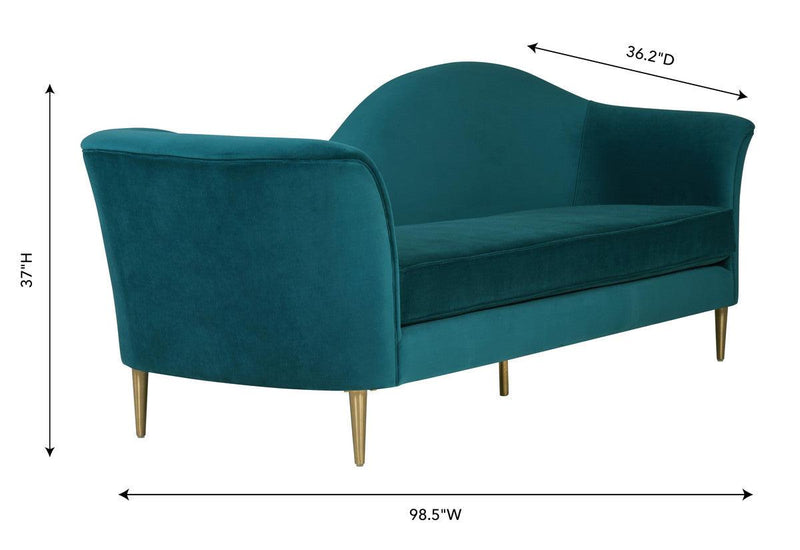 Plymouth Aqua Velvet Sofa - Euro Living Furniture