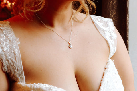 bridal teardrop necklace CZ