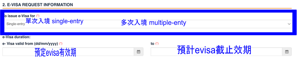 填寫電子簽證資料