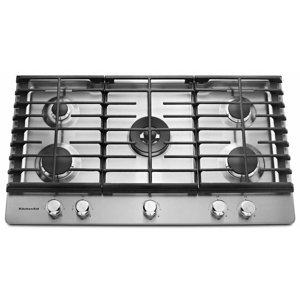 KitchenAid 36-inch Built-in Gas Cooktop with Griddle KCGS956ESS