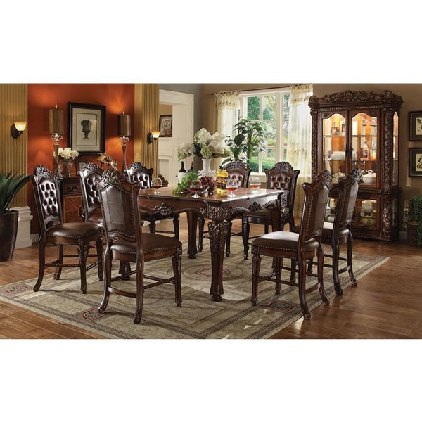Acme Furniture Round Vendome Dining Table with Glass Top and Pedestal
