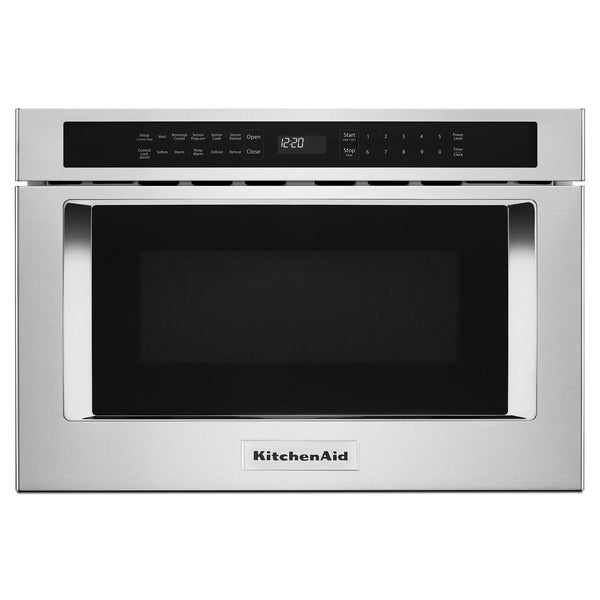 KitchenAid KMCS3022GSS 24 Inch Countertop Microwave Oven with 2.2 cu. ft.  Capacity, 1200-Watt Cooking Power, Electronic Controls, Timed Defrost, 9  Quick-Touch Cycles, Color-Coordinated Stainless Steel Cabinet, and 16-9/16  Recessed Turntable