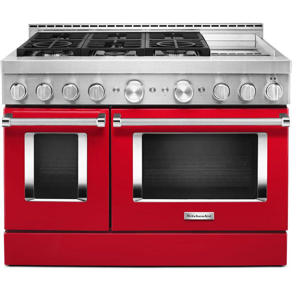 KitchenAid 48'' 6-Burner Commercial-Style GAS Rangetop with Griddle - Stainless Steel KCGC558JSS
