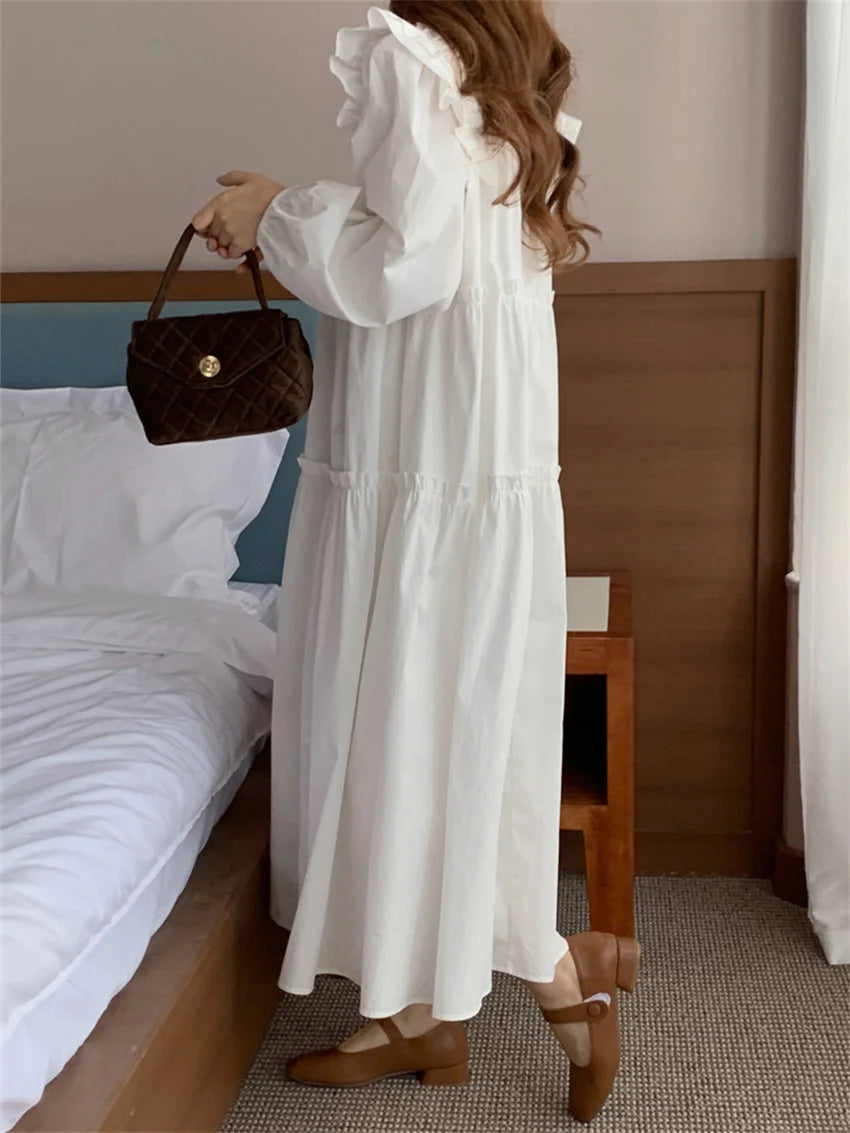 Chic Solid Color Flying Sleeve Dress for Office Lady - Image 4