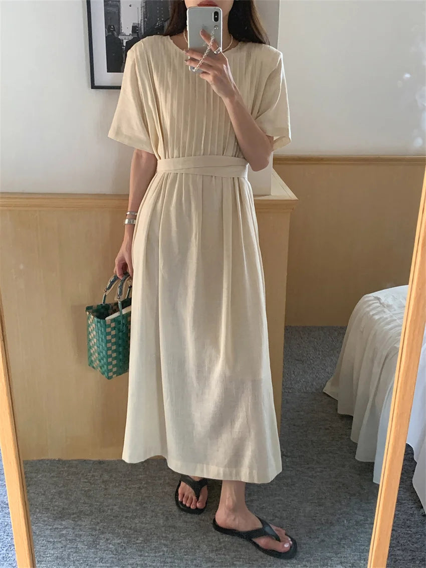 Stylish Pleated A-Line Dress: Perfect for Office Work & Summer - Image 4
