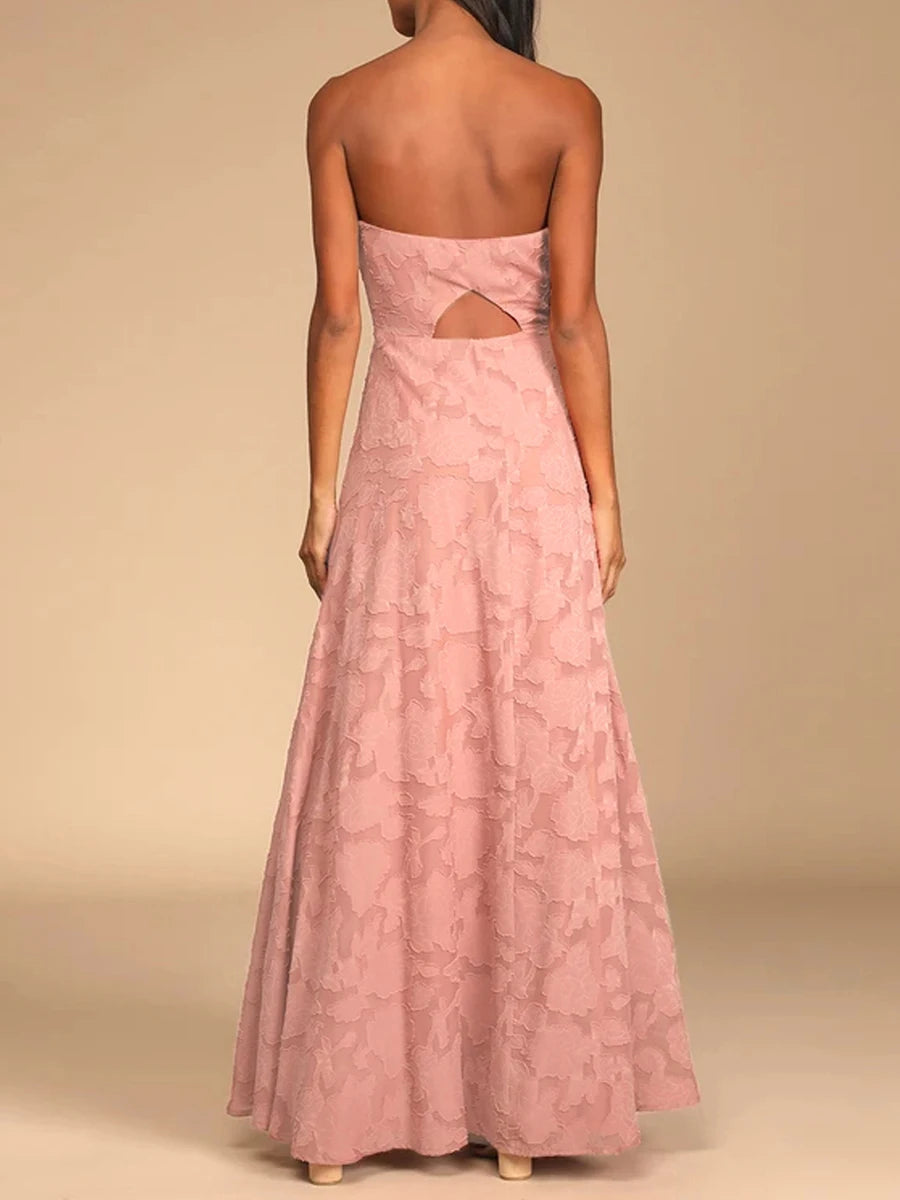Strapless Floral Dress with High Split for Women S-XL - Image 9