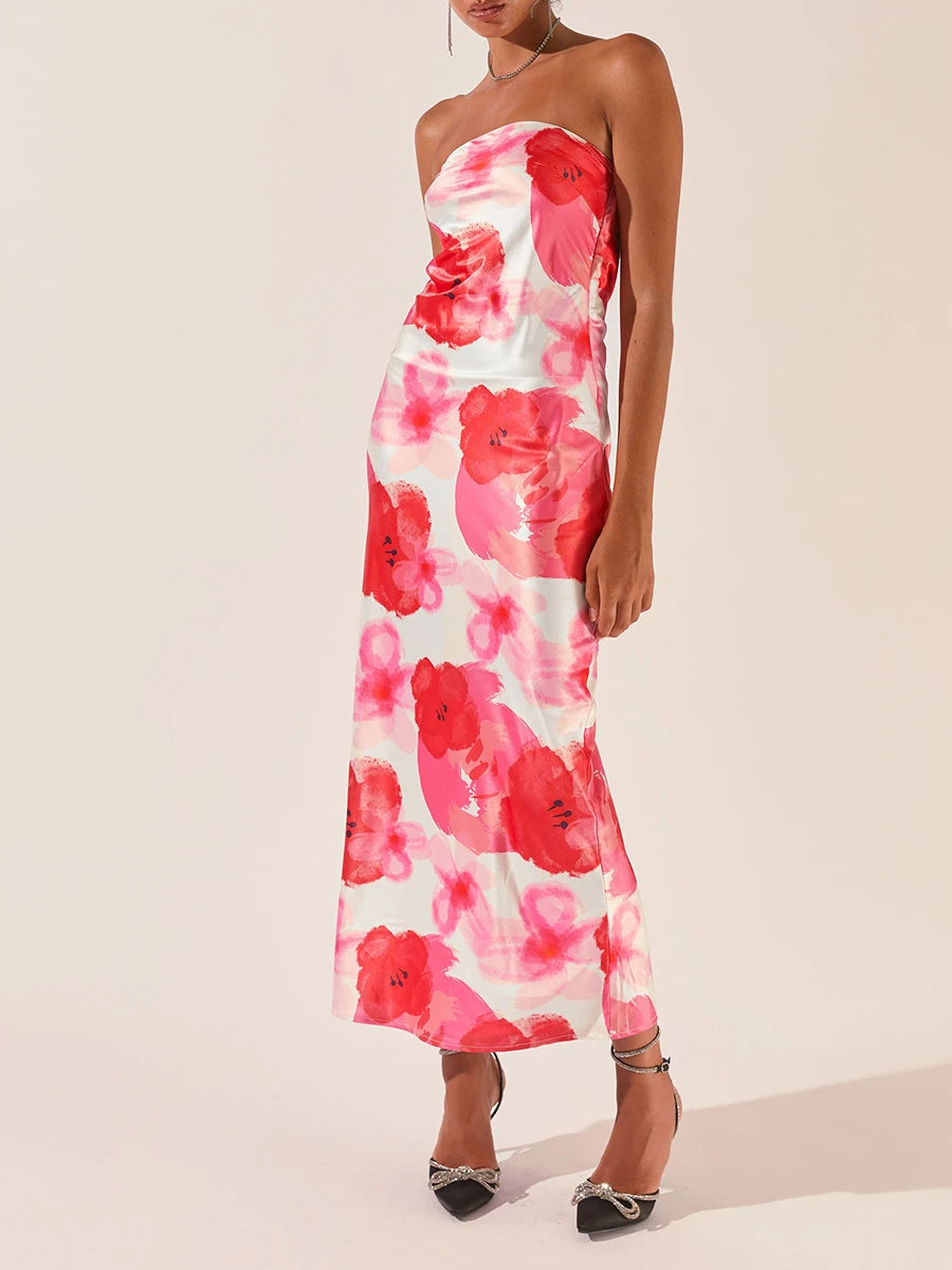 Floral off Shoulder Sleeveless Wrapped Dress for Casual Parties - Image 5