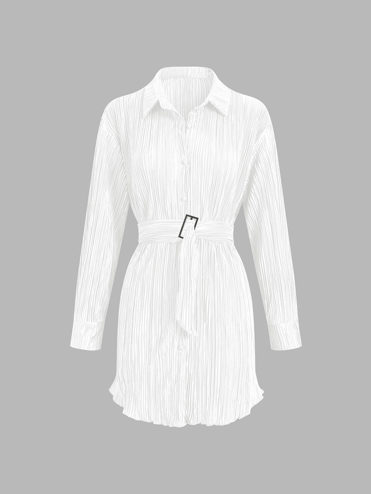 Pleat Tied Short Shirt Dress - Image 7