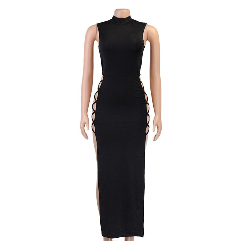 High Neck Sleeveless Side Tie-Up Midi Dress - Image 7