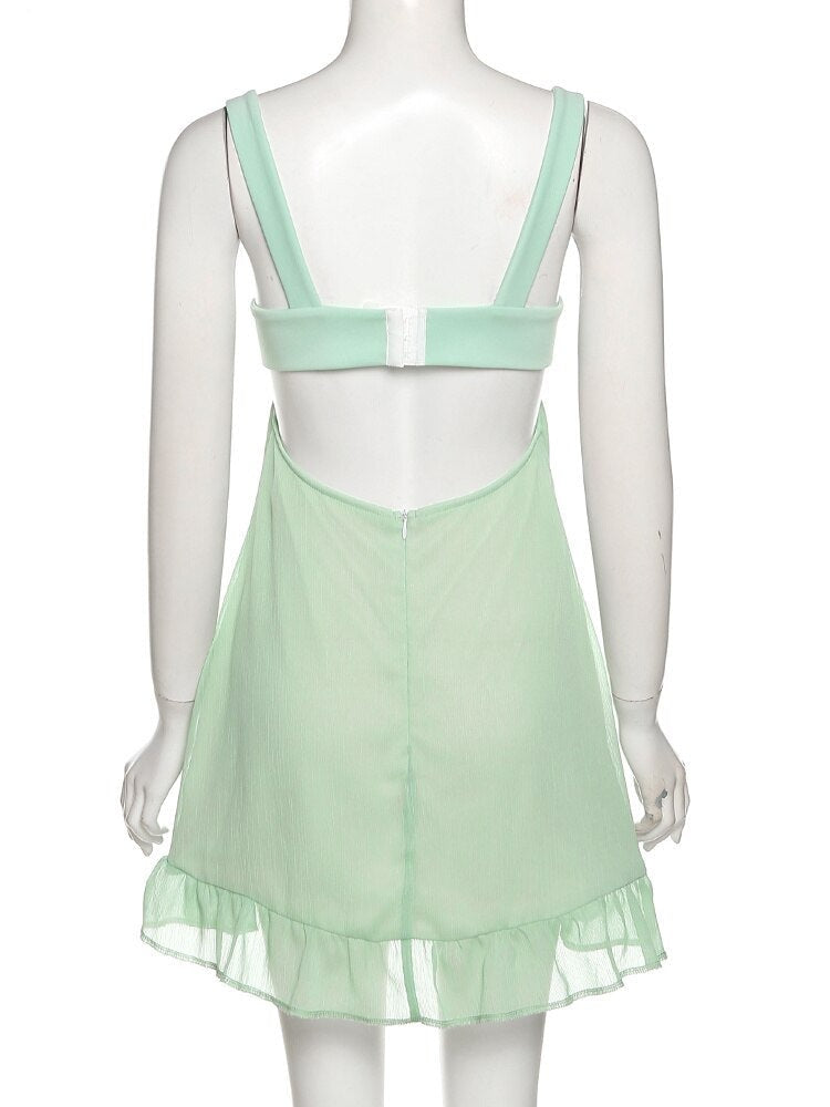 Green Frill Mini Dress - Image 9