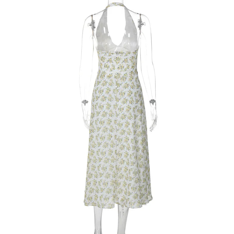 Floral Printed Halter Midi Dress - Image 5