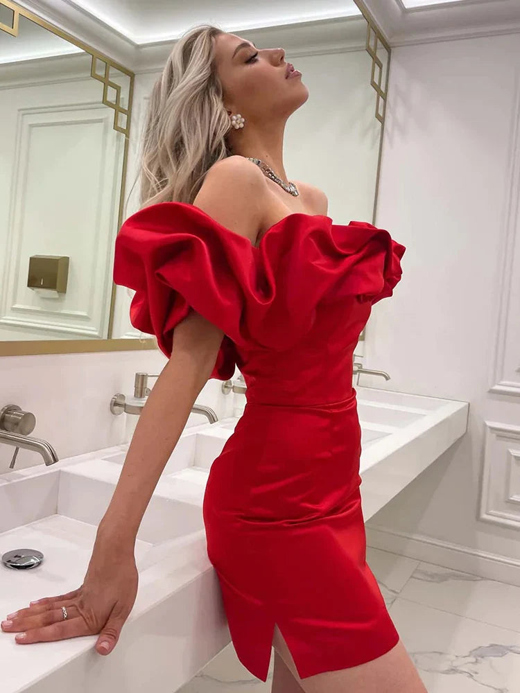 Ruffles Off-shoulder Bodycon Mini Dress - Image 10