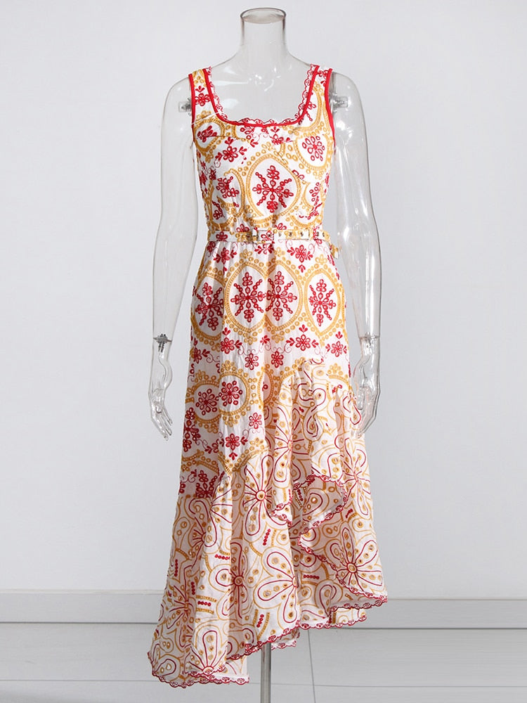 Embroidered Design Frill Midi Dress - Image 14