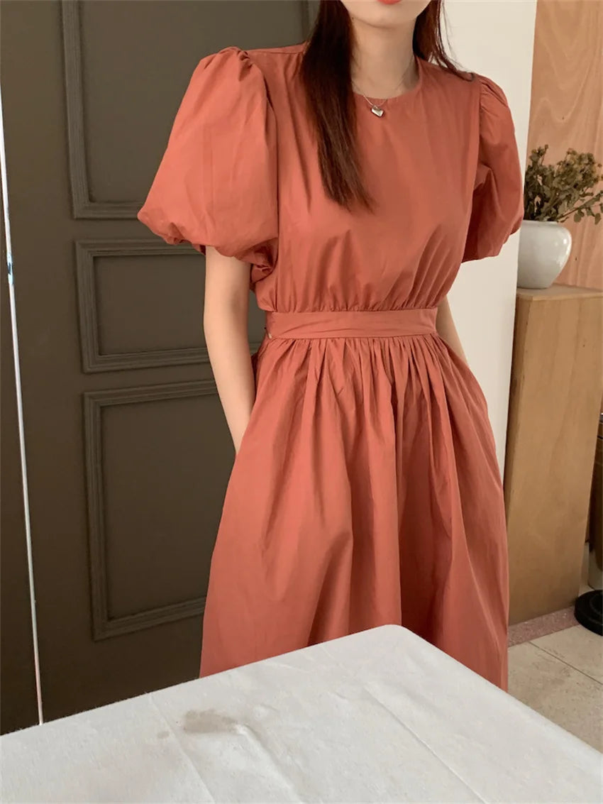 Backless Puff Sleeve Dress for Summer, Office, and Evening. - Image 8
