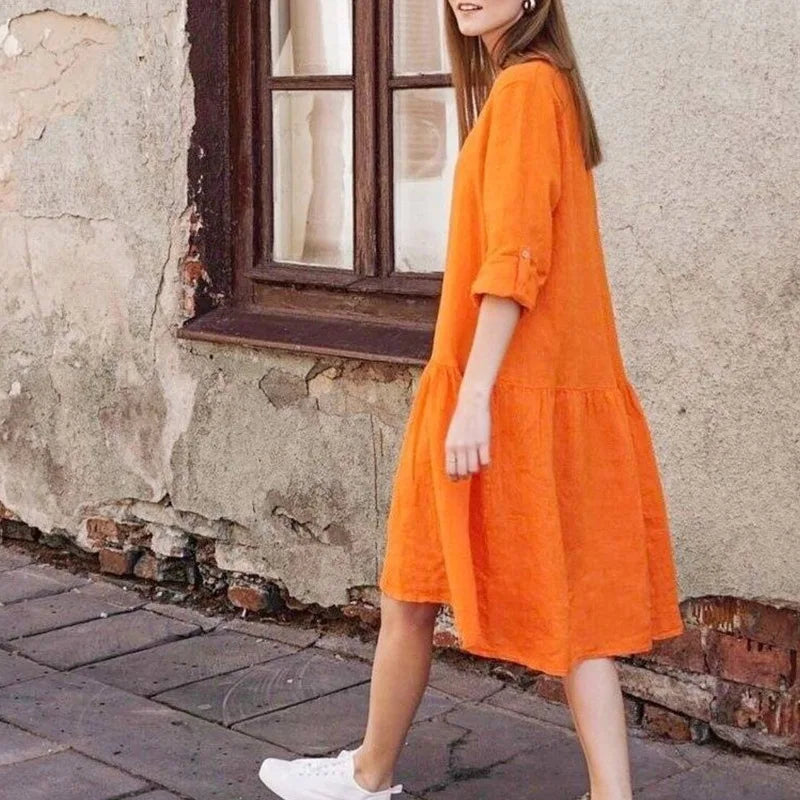 Stylish V-Neck Ruffle Edge Casual Dress - Summer 2024 - Image 6