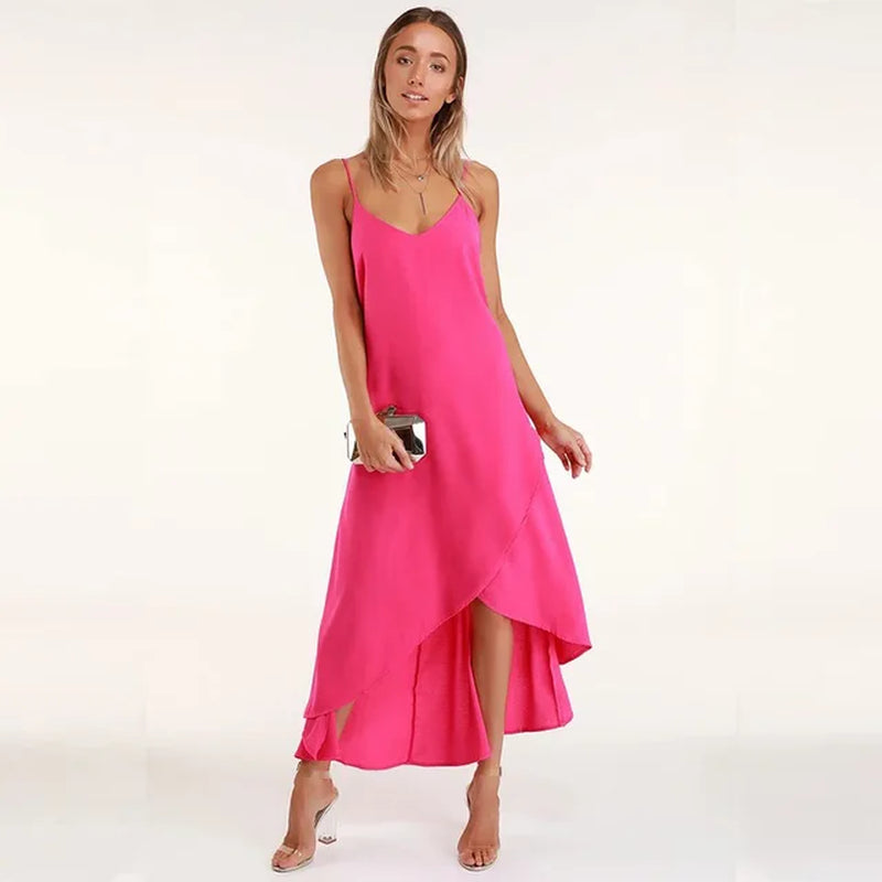 Sexy V-Neck Suspender Dress: Casual, Long Skirt with Slit - Image 7