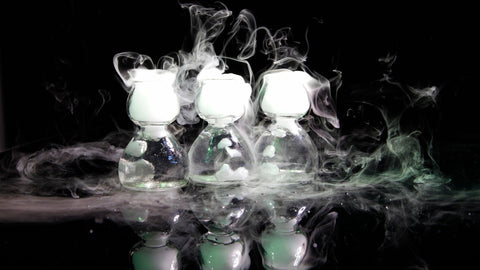 Dry ice in glasses with fog