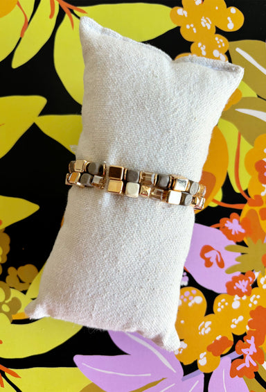 Gwen Beaded Bracelet Set in Gold, Groovy's, Beaded Bracelet