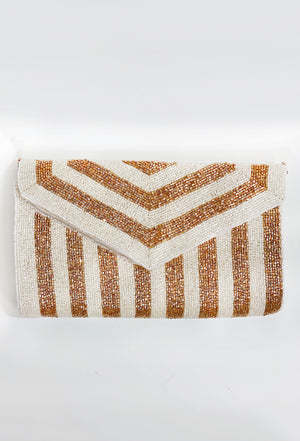 Sparkling Evening Gold Beaded Clutch