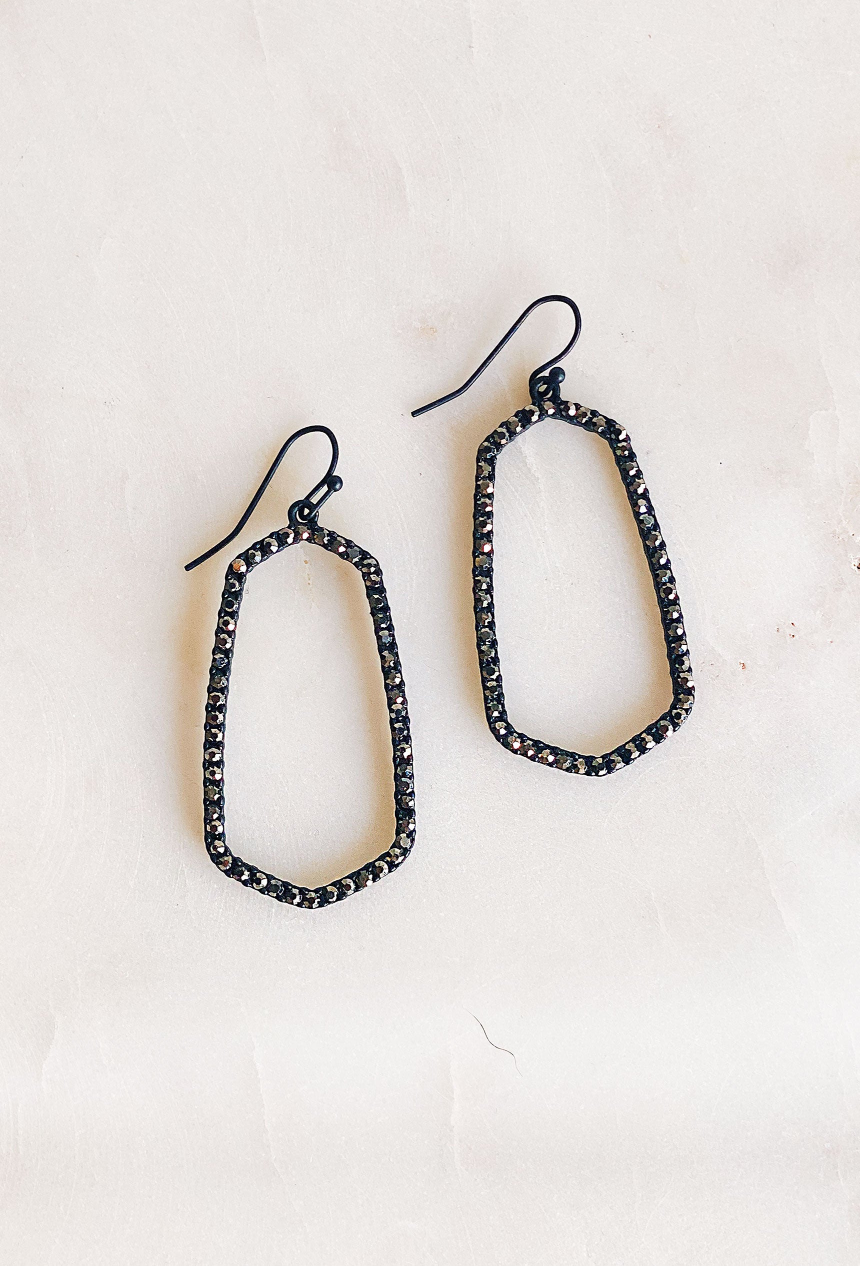 Black Crystal Drop Earrings