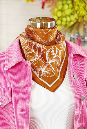 Charlee Bandana Neck Scarf in Orange, Groovy's, Neck Scarf