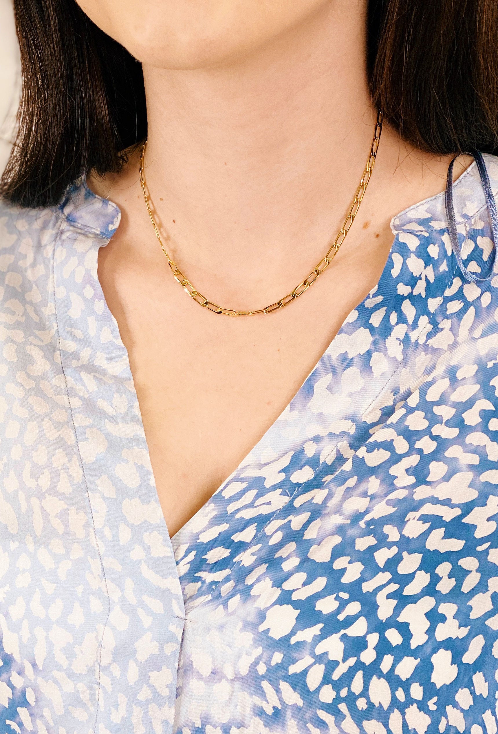 dainty gold chain link necklace