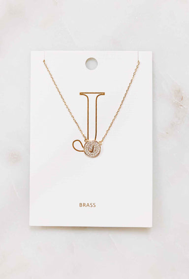 Gold Pave Coin Initial Necklace, circle gold crystal initial necklace 