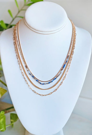 Gold Layered Chain & Pearl Necklace, Groovy's