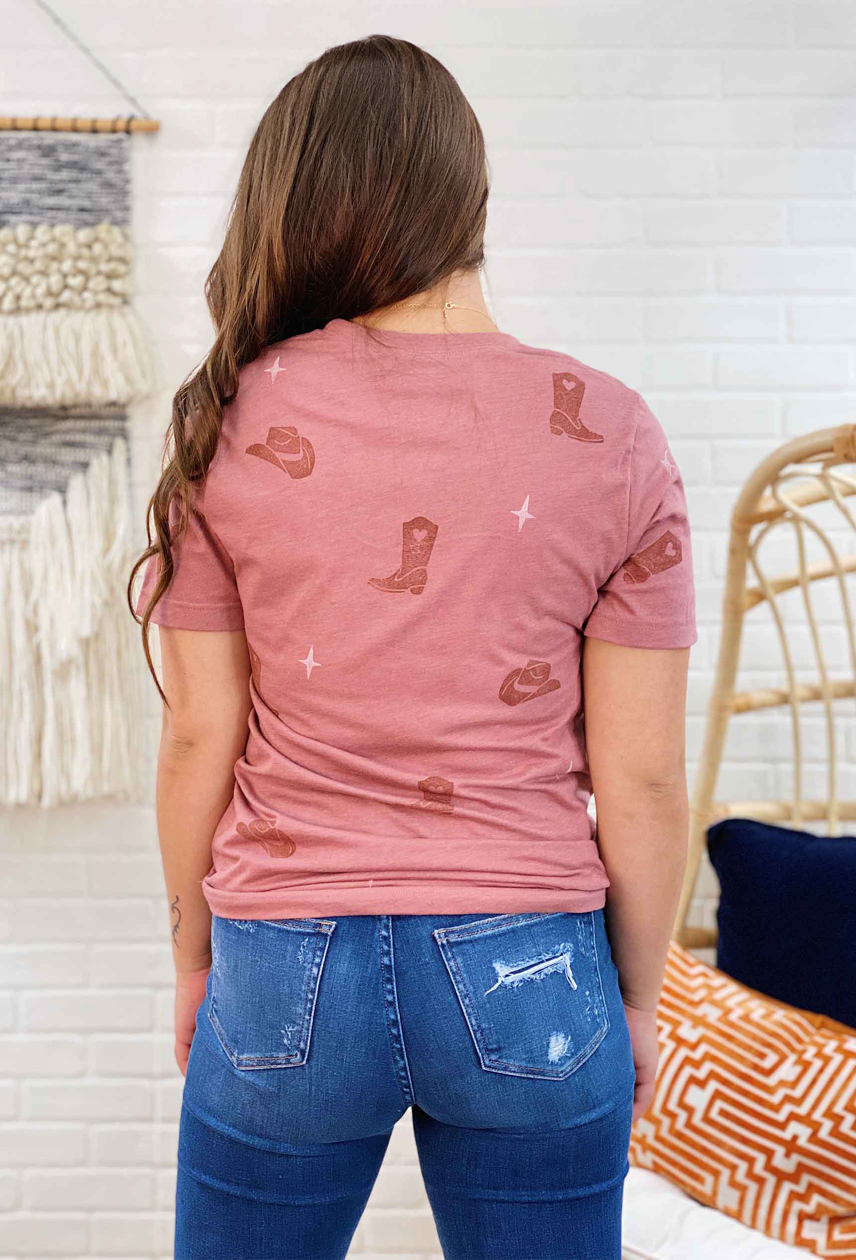 Mauve Cowboy Boots Graphic Tee