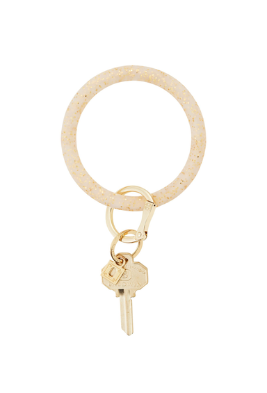 Gold Confetti O-Venture Silicone Key Ring, Gold glitter keyring