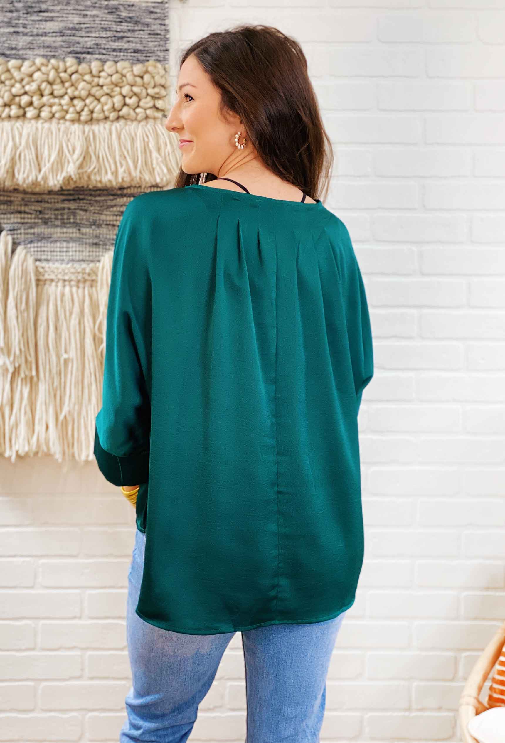 Satin Pleated High-Low Blouse