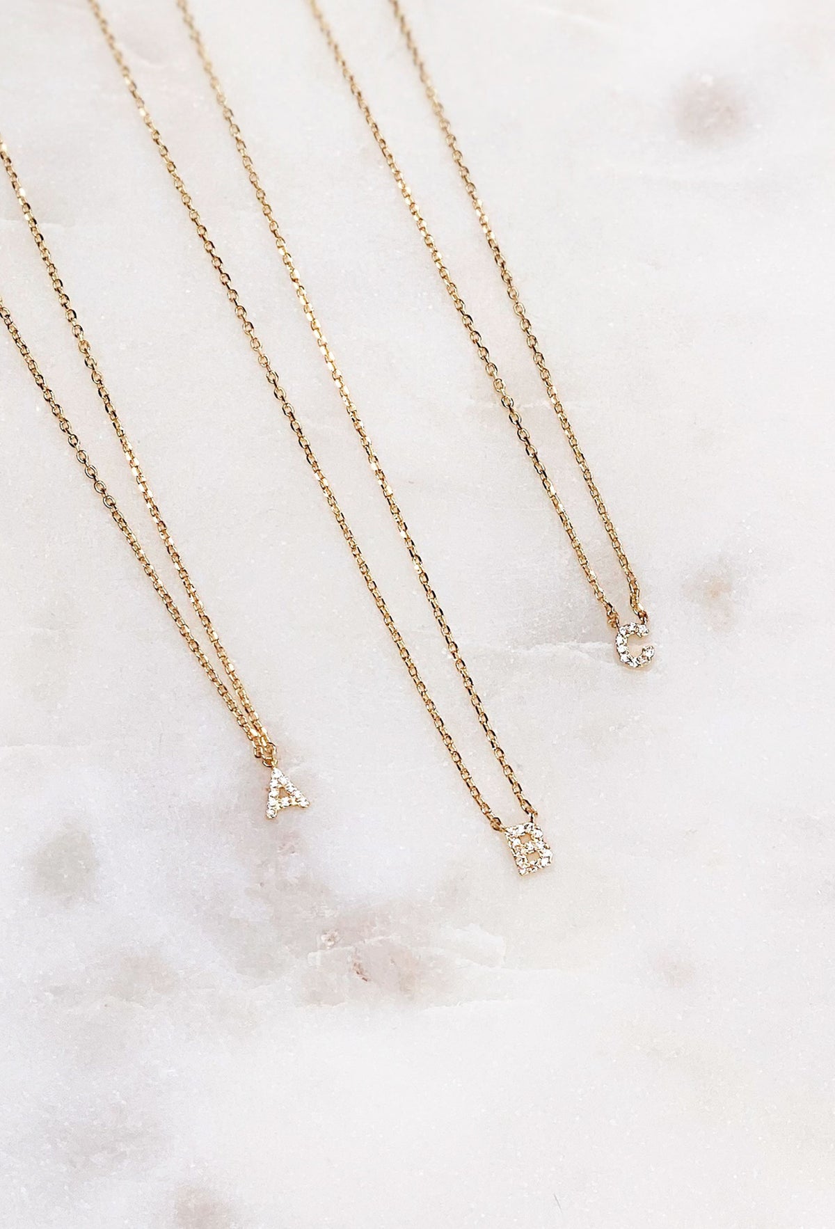 Mini Crystal Monogram Initial Necklace | Groovy's | Gold initial