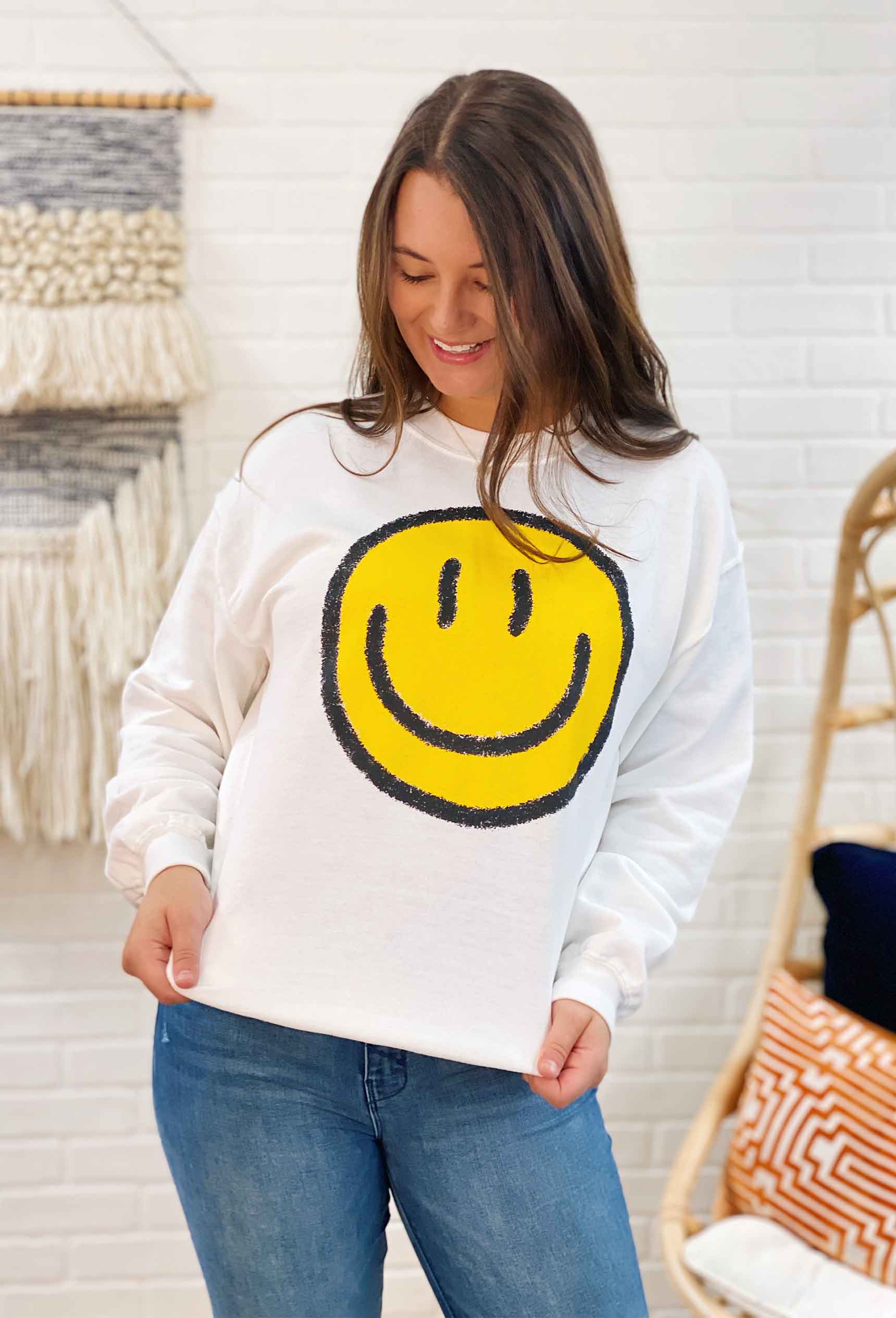 Smiley Face Sweatshirt Top