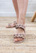 Sunny Forecast Sandals, square toe, chain link strap, flat sole, and lightweight silhouette