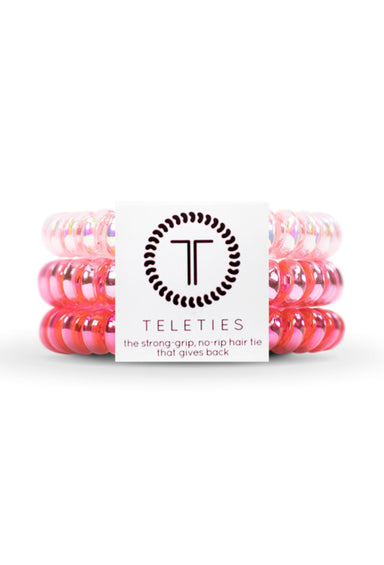 TELETIES Small Hair Ties- Think Pink, 3 different colored pink hair coil hair ties 