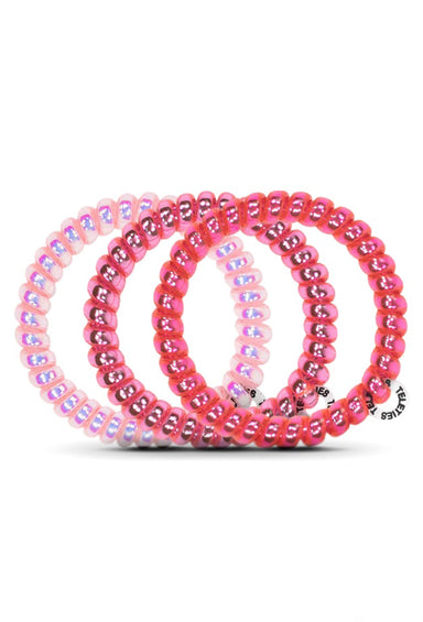 TELETIES Small Hair Ties- Think Pink, 3 different colored pink hair coil hair ties 