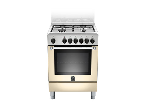 Bertazzoni La Germania Amn604mfescre Cucina 4 Fuochi Gas Forno Elettrico Ventilato 60 Cm Crema Opaco Serie Americana Classe A