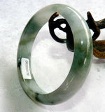 Sale-"Yin and Yang and Secret Lavender" Burmese Jadeite Grade A Bangle Bracelet 58.5 mm + Certificate (G4788)