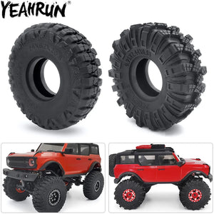 YEAHRUN 4PCS Micro Crawler 1.0" Wheel Tires Soft Mud Terrain Rubber Tyres for 1/24 Axial SCX24 Bronco Gladiator Deadbolt Parts - DJVWellnessandPets