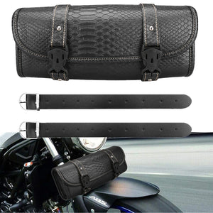 Crocodile Pattern Motorcycle Saddlebag Leather Luggage PU Bags Front Fork Tool Bag For Harley Sportster Chopper Bobber Cruiser - DJVWellnessandPets