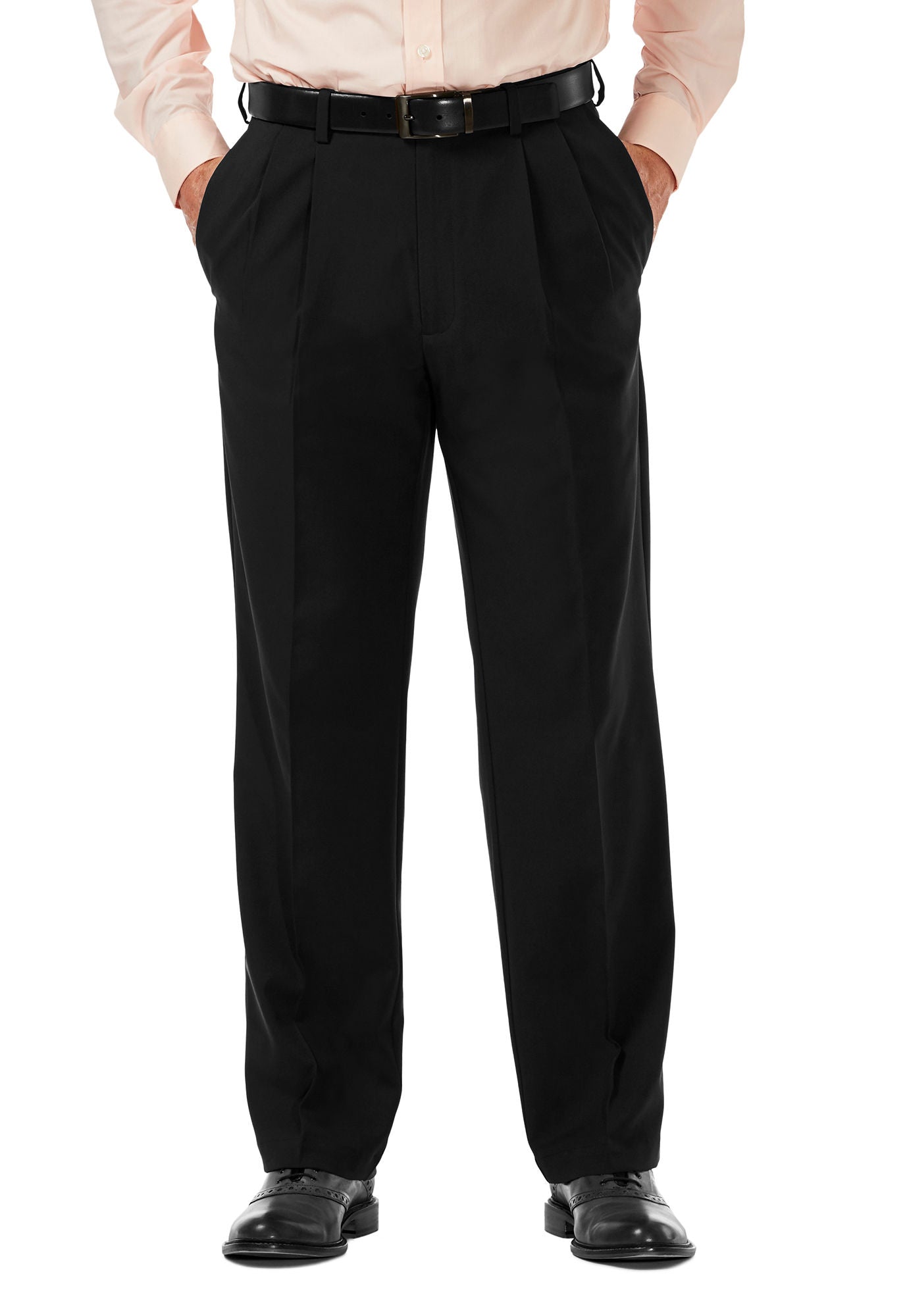 Men's Black, Pleated Front, ComfortWaist Dress Pants 99tux