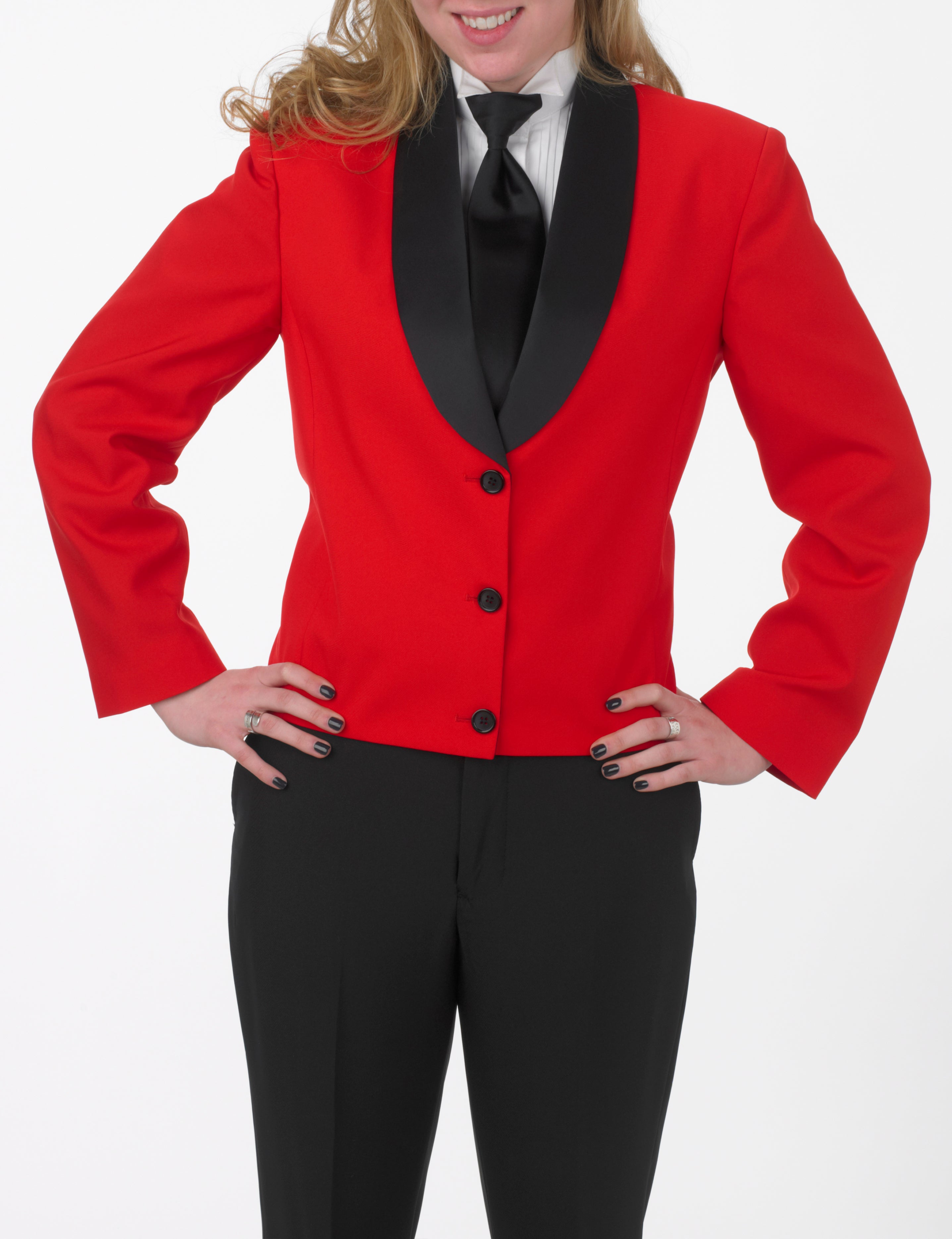 women's red tuxedo jacket