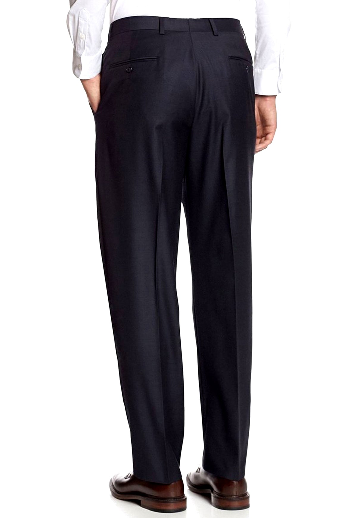 Men's Black Pleated Front Dress Pants - 99tux