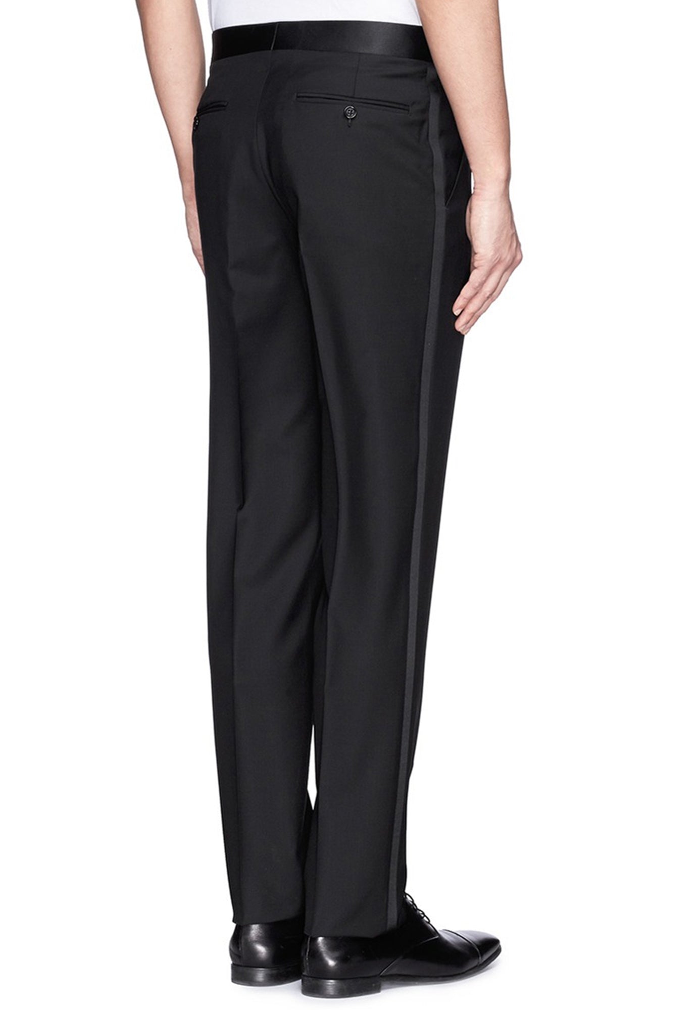 slim fit tuxedo trousers with satin stripe